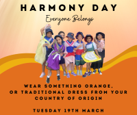 Harmony Day - Wear something orange or traditional dress - Kindy A students